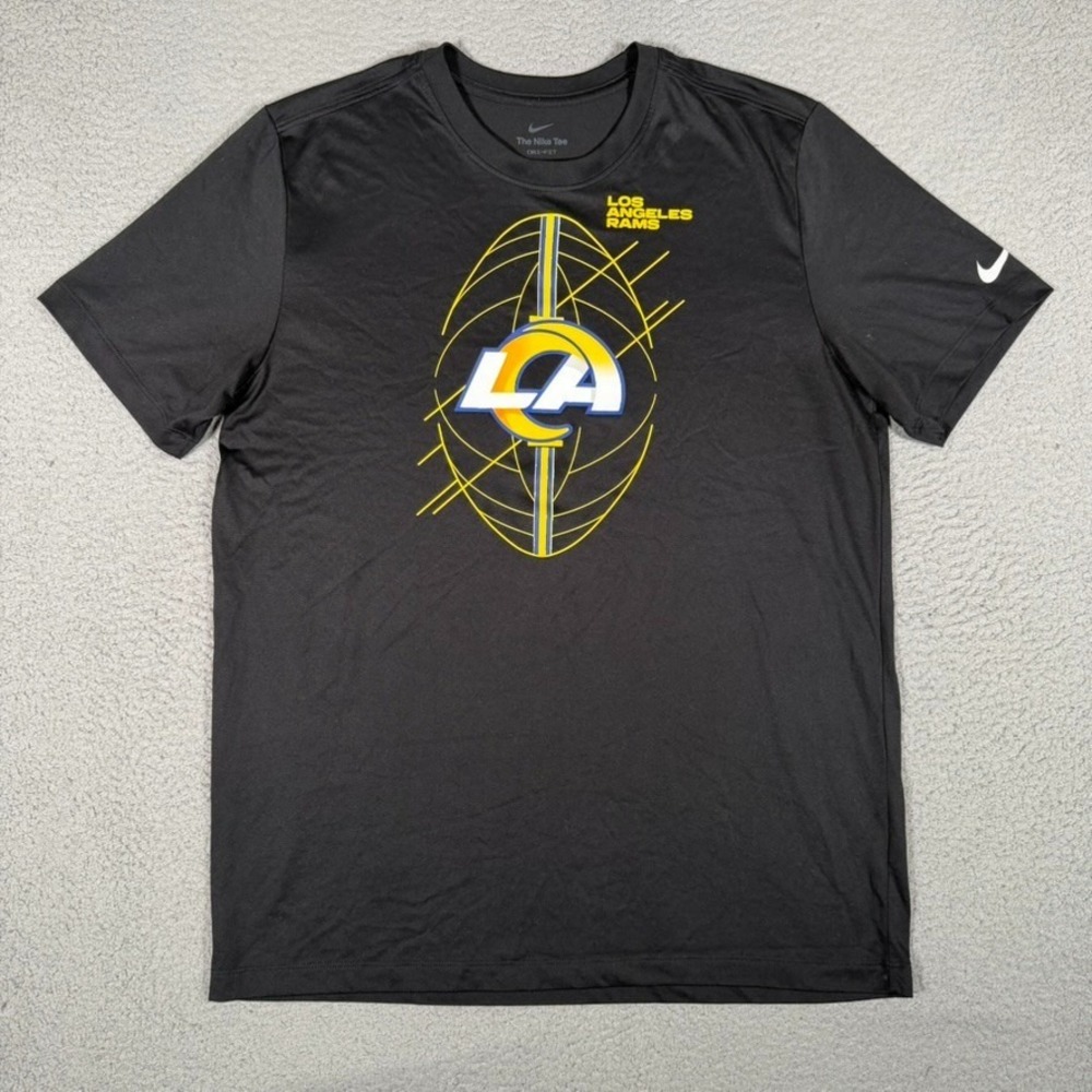 Nike Shirt Mens Large Black Los Angeles Rams LA NFL Football Dri-Fit Tee Wicking